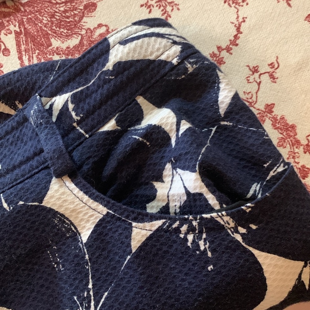 DANA BUCHMAN PANT SZ 14 NAVY/WHITE FLORAL 100%COTTON POCKETS/LOOPS FRONT ZIPPER - Picture 6 of 6